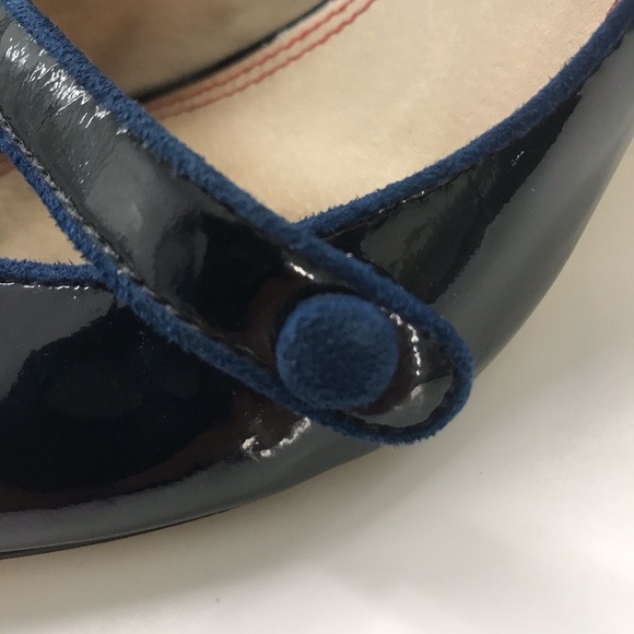 - Miss Sixty Navy Kitten Heel Patent Pumps - Picture 4 of 6
